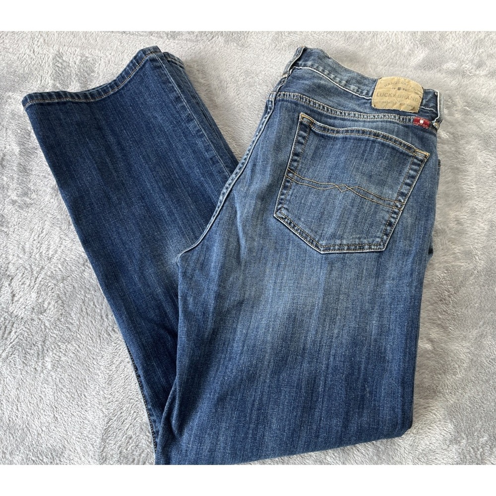 Lucky Brand 429 Classic Straight Jeans Men's 36x31 (Tag: 36x32) Blue Dark Wash - Picture 1 of 13